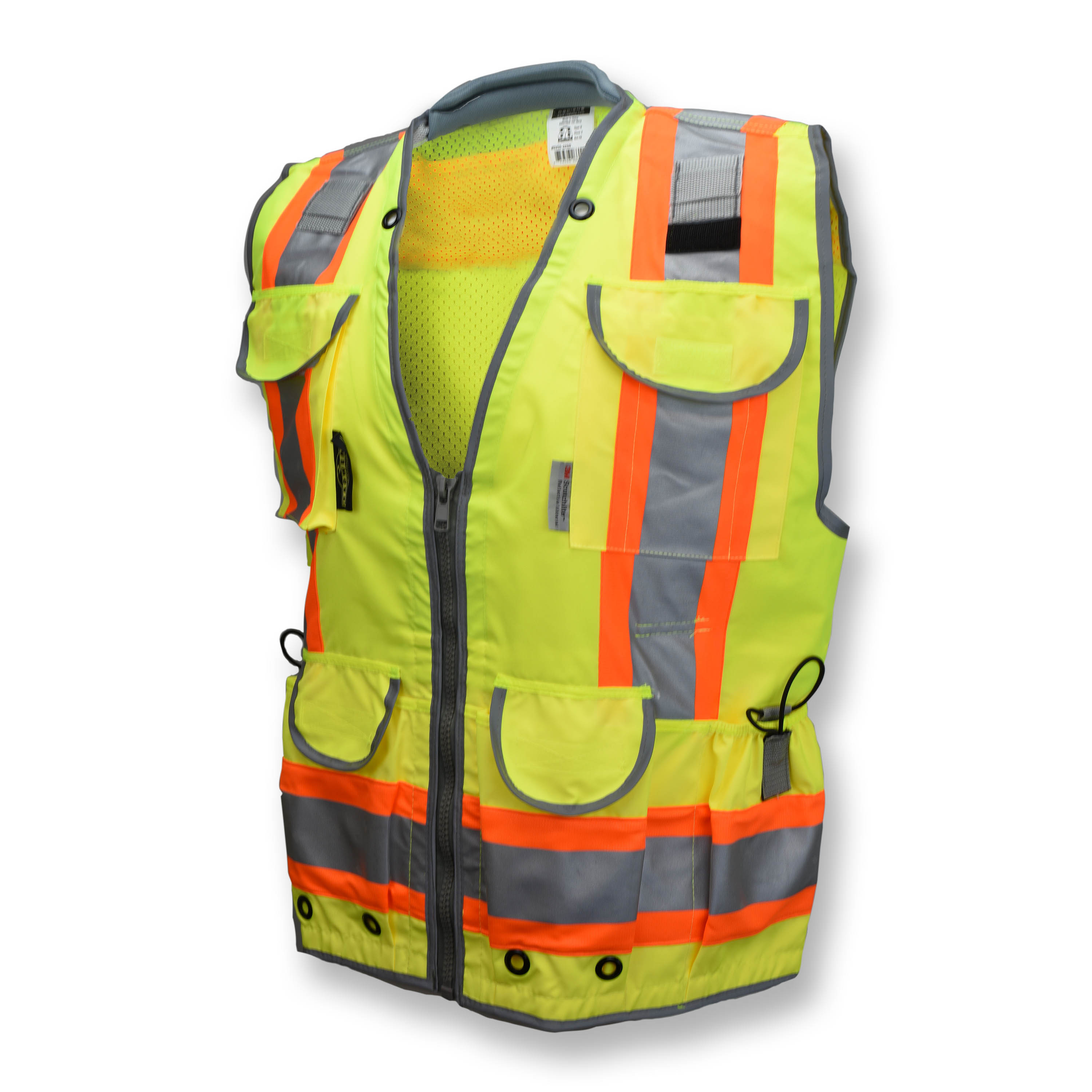 SV55 Class 2 Heavy Woven Two Tone Woven/Mesh Engineer Vest - Green - Size L - Safety Vests